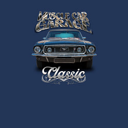 Свитшот хлопковый мужской Маслкар Ford Mustang 1973 года, цвет: тёмно-синий — фото 2