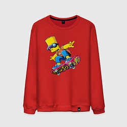 Свитшот хлопковый мужской Барт Симпсон крутой скейтбордист - нейроарт, цвет: красный