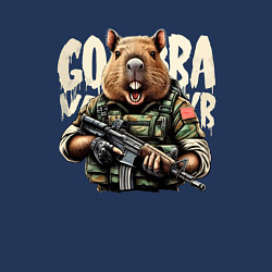 Свитшот хлопковый мужской Cool capybara - military style, цвет: тёмно-синий — фото 2