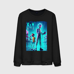 Свитшот хлопковый мужской Rick and Morty - neon glow, цвет: черный