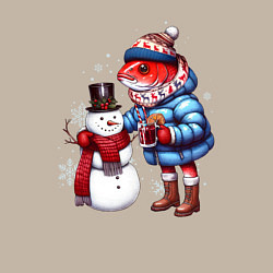 Свитшот хлопковый мужской Рыба и снеговик, цвет: миндальный — фото 2