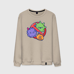 Свитшот хлопковый мужской Нет вирусам, цвет: миндальный