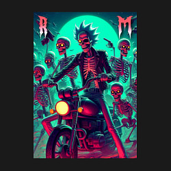 Свитшот хлопковый мужской Рик Санчес крутой байкер - нейроарт, цвет: черный — фото 2