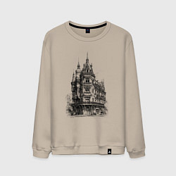 Свитшот хлопковый мужской Старинный дом, цвет: миндальный