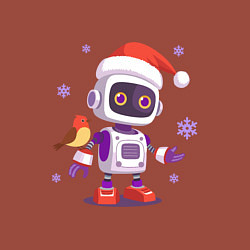 Свитшот хлопковый мужской Робот и снежинки, цвет: кирпичный — фото 2