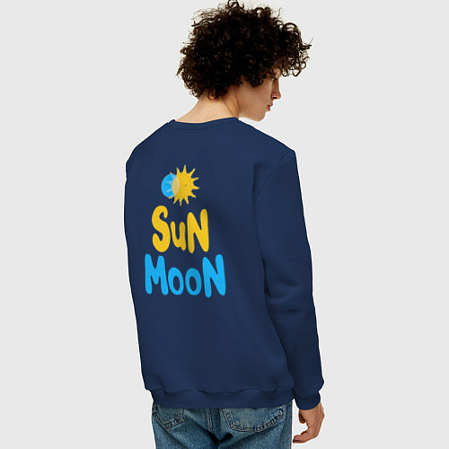 Мужской свитшот Луна и солнце / Тёмно-синий – фото 4
