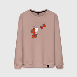 Свитшот хлопковый мужской Божья коровка средняя, цвет: пыльно-розовый