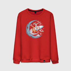 Свитшот хлопковый мужской Полёт на ракете, цвет: красный