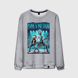 Свитшот хлопковый мужской Punks not dead - Rick and Morty play rock, цвет: меланж