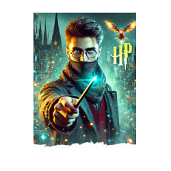 Свитшот хлопковый мужской Harry Potter with a magic wand - ai art fantasy, цвет: белый — фото 2