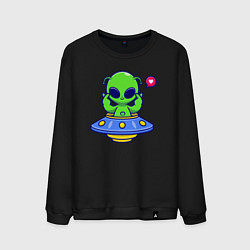 Свитшот хлопковый мужской Love alien, цвет: черный