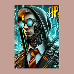 Свитшот хлопковый мужской Cyber Harry Potter - ai art fantasy, цвет: пыльно-розовый — фото 2