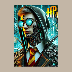 Свитшот хлопковый мужской Cyber Harry Potter - ai art fantasy, цвет: миндальный — фото 2