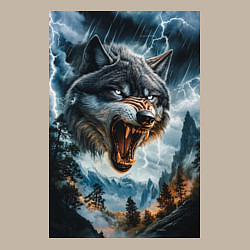 Свитшот хлопковый мужской Голова волка с оскаленной пастью, цвет: миндальный — фото 2