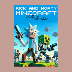 Свитшот хлопковый мужской Rick and Morty Minecraft - collaboration, цвет: пыльно-розовый — фото 2