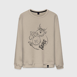 Свитшот хлопковый мужской Телец зодиак, цвет: миндальный
