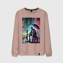 Свитшот хлопковый мужской Rick and Morty are homeless people from New York, цвет: пыльно-розовый