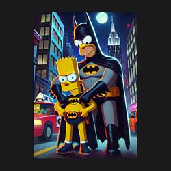 Свитшот хлопковый мужской Batsimpson with son Bart - ai art fantasy, цвет: черный — фото 2