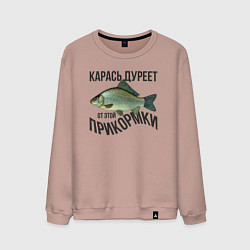 Свитшот хлопковый мужской Карась дуреет от этой прикормки, цвет: пыльно-розовый