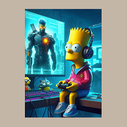 Свитшот хлопковый мужской Bart Simpson is an avid gamer, цвет: миндальный — фото 2