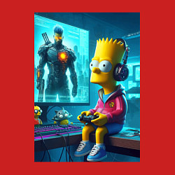 Свитшот хлопковый мужской Bart Simpson is an avid gamer, цвет: красный — фото 2