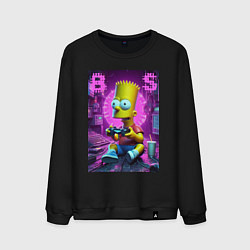 Свитшот хлопковый мужской Bart Simpson - cool gamer, цвет: черный