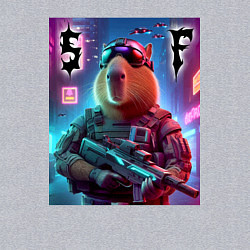 Свитшот хлопковый мужской Capybara soldier - special forces, цвет: меланж — фото 2