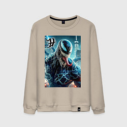 Свитшот хлопковый мужской Venom in New York city - ai art fantasy, цвет: миндальный