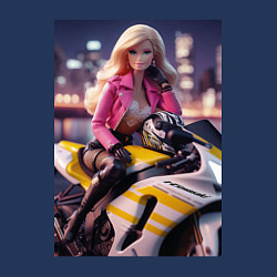 Свитшот хлопковый мужской Barbie on a Kawasaki sports motorcycle, цвет: тёмно-синий — фото 2