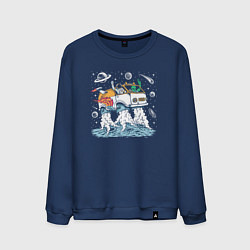 Свитшот хлопковый мужской Космический автомобиль, цвет: тёмно-синий