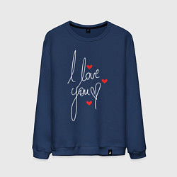 Свитшот хлопковый мужской I love you - hearts, цвет: тёмно-синий