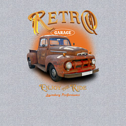 Свитшот хлопковый мужской Ретро гараж и автомобиль Ford F, цвет: меланж — фото 2