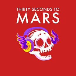 Свитшот хлопковый мужской Thirty Seconds to Mars - неоновый череп, цвет: красный — фото 2