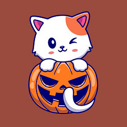 Свитшот хлопковый мужской Halloween meow, цвет: кирпичный — фото 2