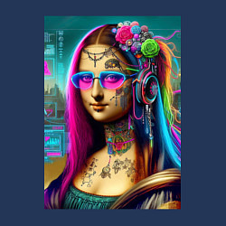 Свитшот хлопковый мужской The Gioconda of our days is eclectic, цвет: тёмно-синий — фото 2