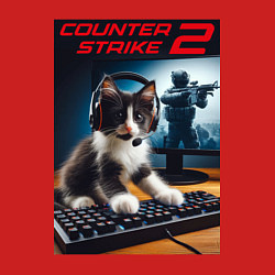 Свитшот хлопковый мужской Counter strike 2 - kitten, цвет: красный — фото 2