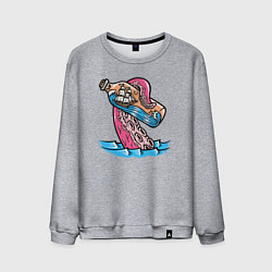 Свитшот хлопковый мужской Осьминог и кораблик в бутылке, цвет: меланж