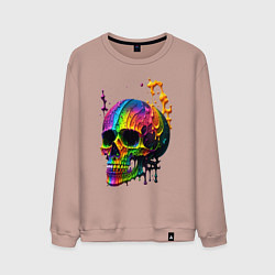 Свитшот хлопковый мужской Череп в краске, цвет: пыльно-розовый