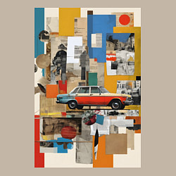 Свитшот хлопковый мужской Плакат с ретро автомобилем, цвет: миндальный — фото 2