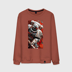 Свитшот хлопковый мужской Космодесантник в белом костюме, цвет: кирпичный
