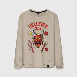 Свитшот хлопковый мужской Stranger things - hellfire club, цвет: миндальный