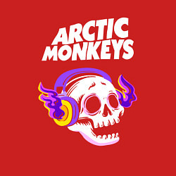 Свитшот хлопковый мужской Arctic Monkeys - неоновый череп, цвет: красный — фото 2