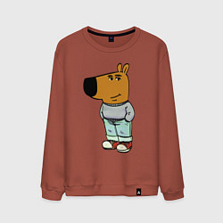 Свитшот хлопковый мужской Capybara - chill guy meme, цвет: кирпичный