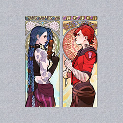 Свитшот хлопковый мужской Ви и Джинкс - Аркейн, цвет: меланж — фото 2