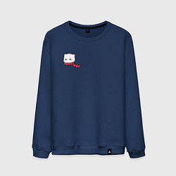 Свитшот хлопковый мужской Милый белый котик в шарфике для пары, цвет: тёмно-синий