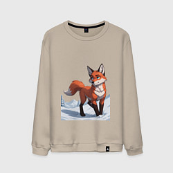 Свитшот хлопковый мужской Лисица-сестрица, цвет: миндальный