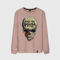 Свитшот хлопковый мужской Skull - fuck the system, цвет: пыльно-розовый