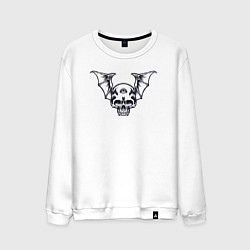 Свитшот хлопковый мужской Bat skull, цвет: белый