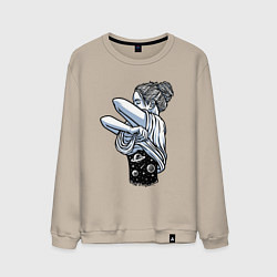 Свитшот хлопковый мужской Космическая красотка, цвет: миндальный
