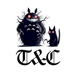 Свитшот хлопковый мужской Totoro and black cat - anime, цвет: белый — фото 2